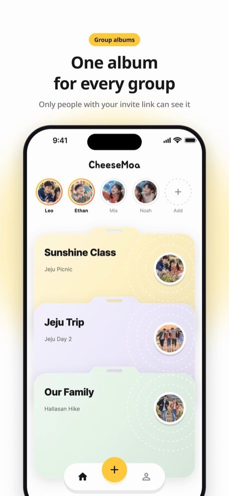 One album for every group. Only people with your invite link can see it.